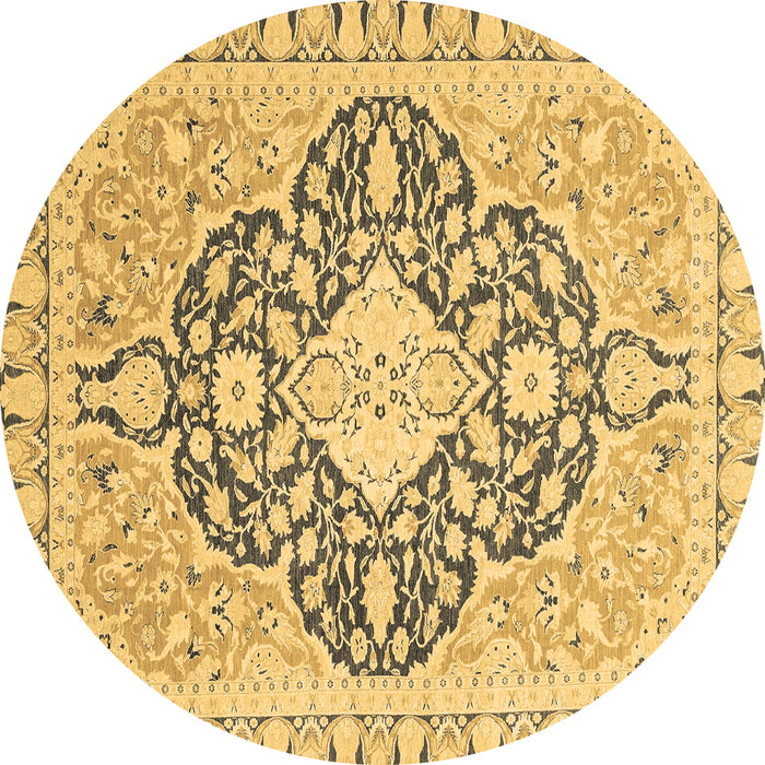 Round Geometric Brown Traditional Rug, abs2732brn