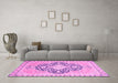 Machine Washable Geometric Pink Traditional Rug in a Living Room, wshabs2732pnk