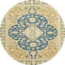 Round Machine Washable Abstract Brown Gold Rug, wshabs2732