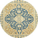 Round Machine Washable Abstract Brown Gold Rug, wshabs2732