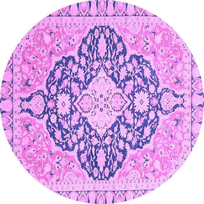 Round Geometric Purple Traditional Rug, abs2732pur