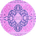 Round Geometric Purple Traditional Rug, abs2732pur