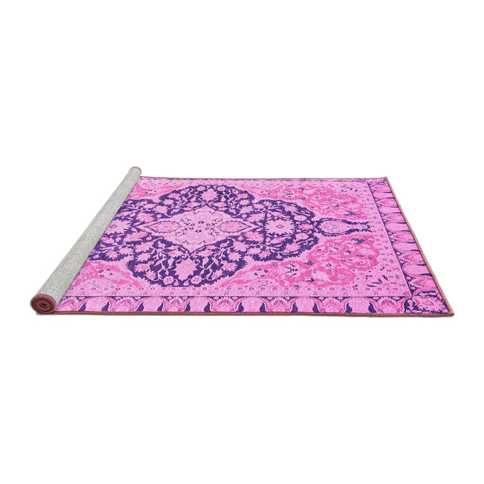 Sideview of Machine Washable Geometric Pink Traditional Rug, wshabs2732pnk