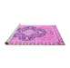 Sideview of Machine Washable Geometric Pink Traditional Rug, wshabs2732pnk