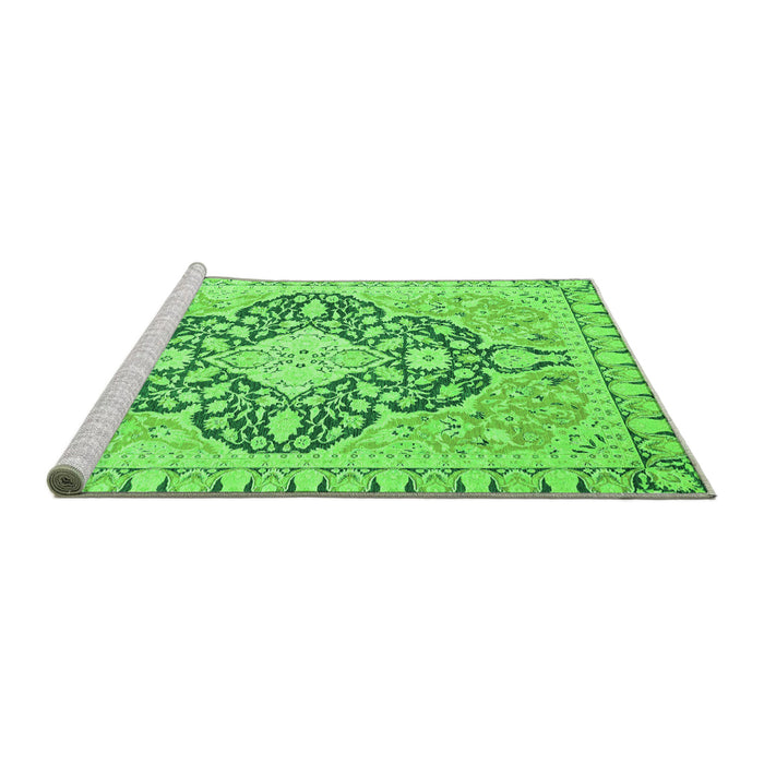 Sideview of Machine Washable Geometric Green Traditional Area Rugs, wshabs2732grn