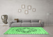 Machine Washable Geometric Emerald Green Traditional Area Rugs in a Living Room,, wshabs2732emgrn