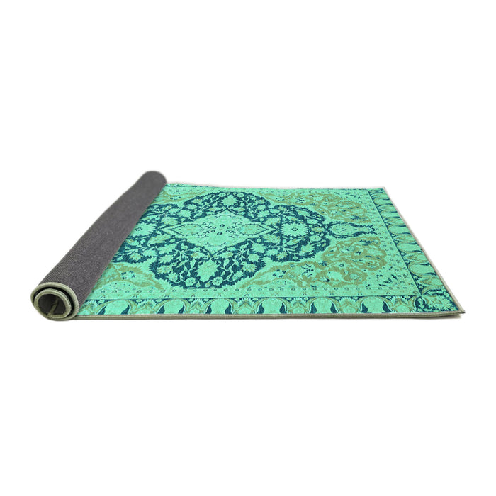 Sideview of Geometric Turquoise Traditional Rug, abs2732turq