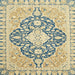 Square Abstract Brown Gold Geometric Rug, abs2732