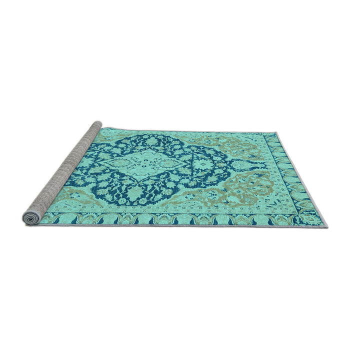 Sideview of Machine Washable Geometric Light Blue Traditional Rug, wshabs2732lblu
