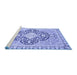 Sideview of Machine Washable Geometric Blue Traditional Rug, wshabs2732blu