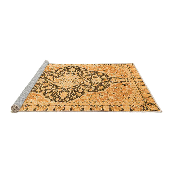 Sideview of Machine Washable Geometric Orange Traditional Area Rugs, wshabs2732org