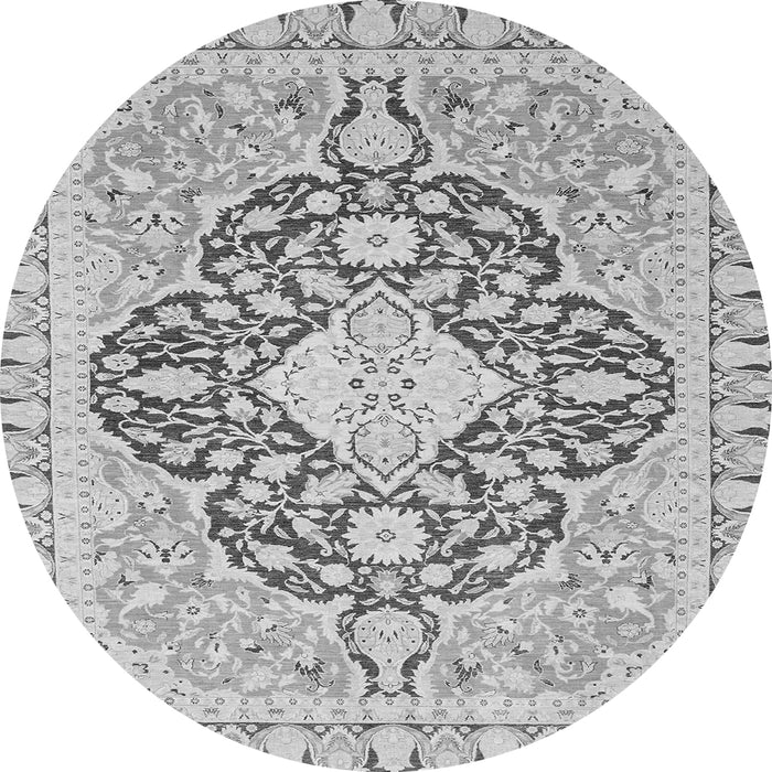 Round Geometric Gray Traditional Rug, abs2732gry