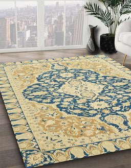 Machine Washable Abstract Brown Gold Rug in a Family Room, wshabs2732