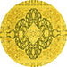 Round Geometric Yellow Traditional Rug, abs2732yw