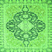 Square Machine Washable Geometric Green Traditional Area Rugs, wshabs2732grn