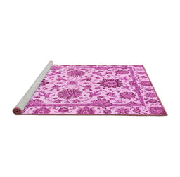 Sideview of Machine Washable Abstract Pink Modern Rug, wshabs2733pnk
