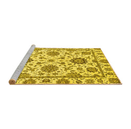 Sideview of Machine Washable Abstract Yellow Modern Rug, wshabs2733yw
