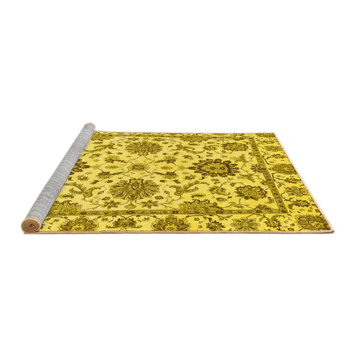 Sideview of Machine Washable Abstract Yellow Modern Rug, wshabs2733yw