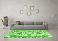 Machine Washable Abstract Green Modern Rug, wshabs2733grn