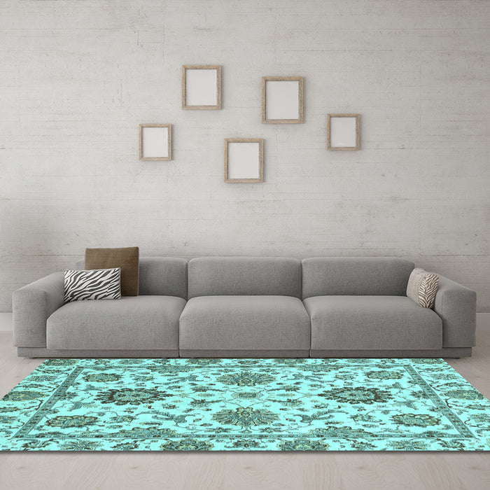 Machine Washable Abstract Light Blue Modern Rug in a Living Room, wshabs2733lblu