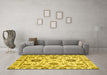 Machine Washable Abstract Yellow Modern Rug in a Living Room, wshabs2733yw