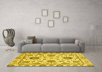 Machine Washable Abstract Yellow Modern Rug, wshabs2733yw