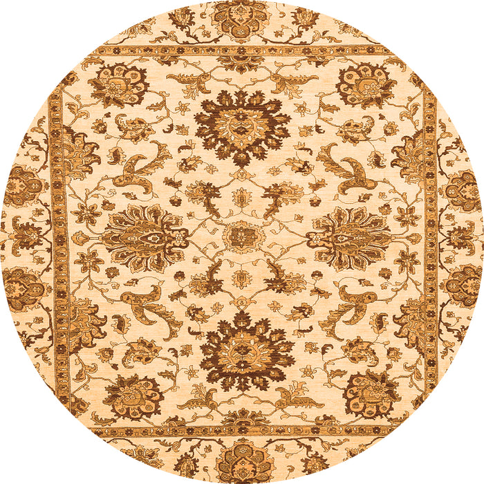 Round Abstract Orange Modern Rug, abs2733org