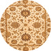 Round Abstract Orange Modern Rug, abs2733org