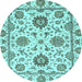 Round Abstract Light Blue Modern Rug, abs2733lblu