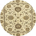 Round Machine Washable Abstract Sun Yellow Rug, wshabs2733