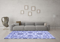 Machine Washable Abstract Blue Modern Rug, wshabs2733blu