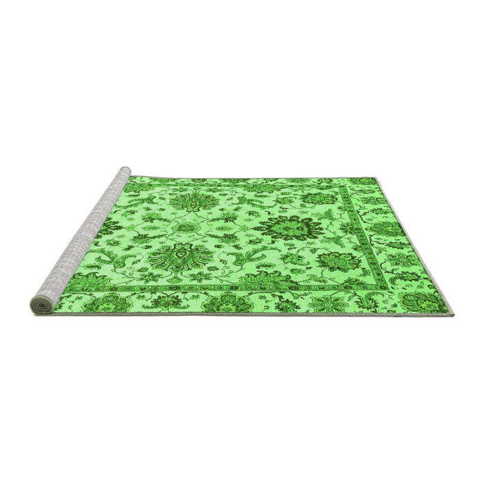 Sideview of Machine Washable Abstract Green Modern Area Rugs, wshabs2733grn