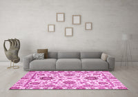 Machine Washable Abstract Pink Modern Rug, wshabs2733pnk