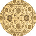 Round Abstract Brown Modern Rug, abs2733brn