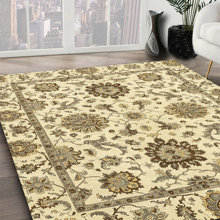 Machine Washable Abstract Sun Yellow Rug in a Family Room, wshabs2733