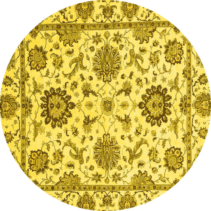 Round Abstract Yellow Modern Rug, abs2733yw