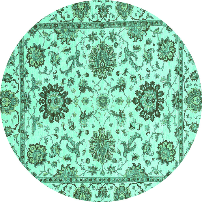 Round Machine Washable Abstract Turquoise Modern Area Rugs, wshabs2733turq