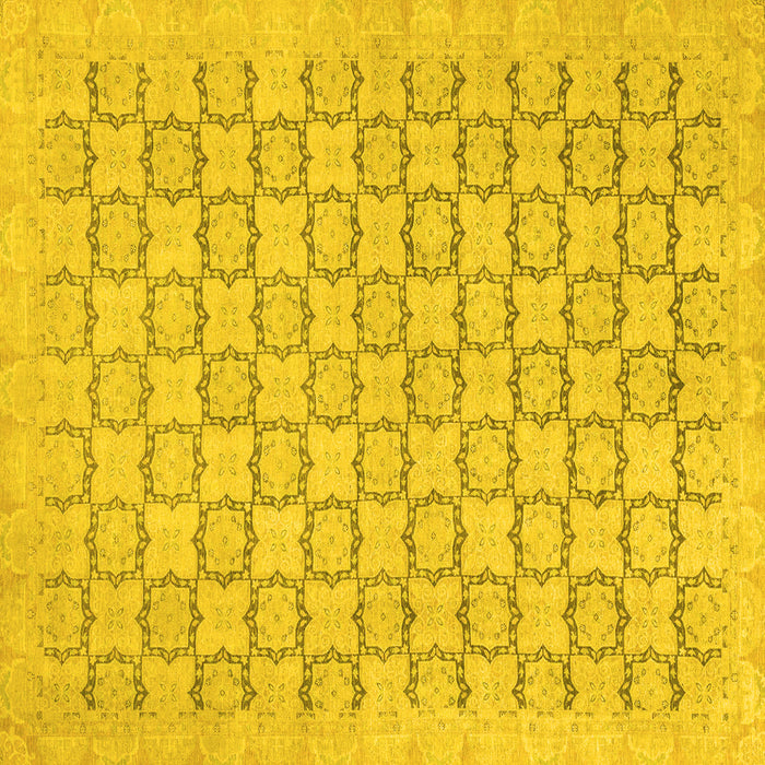 Square Machine Washable Abstract Yellow Modern Rug, wshabs2734yw