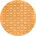 Round Machine Washable Abstract Orange Modern Area Rugs, wshabs2734org