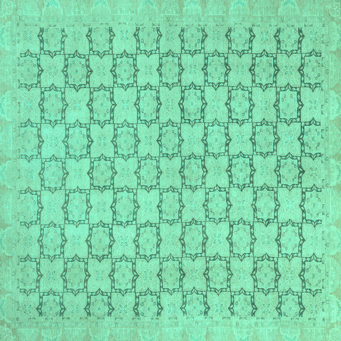 Square Abstract Turquoise Modern Rug, abs2734turq