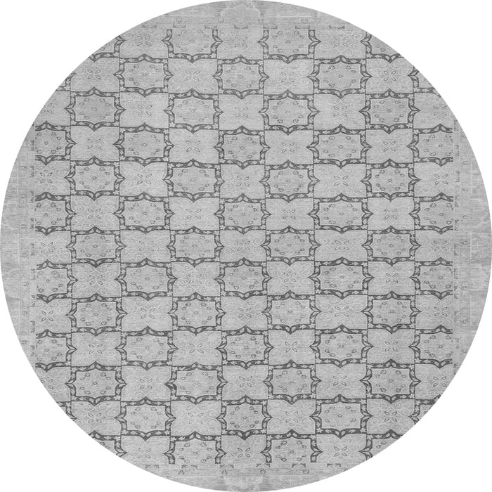 Round Machine Washable Abstract Gray Modern Rug, wshabs2734gry