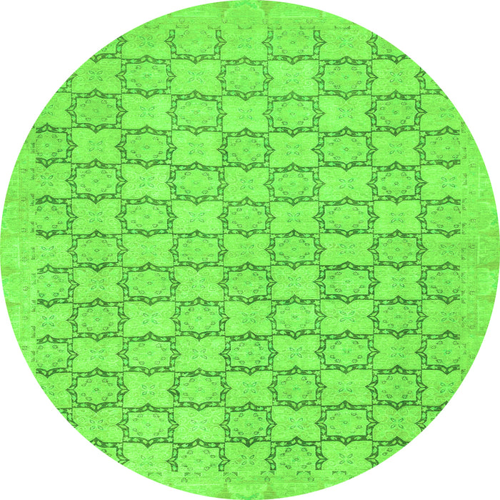 Round Abstract Green Modern Rug, abs2734grn
