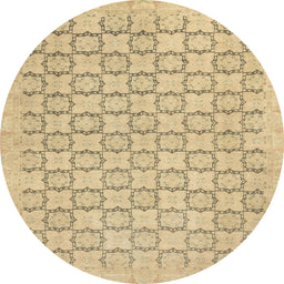 Round Machine Washable Abstract Metallic Gold Rug, wshabs2734