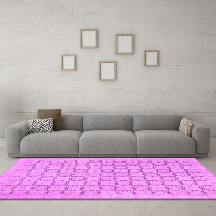 Machine Washable Abstract Purple Modern Area Rugs in a Living Room, wshabs2734pur