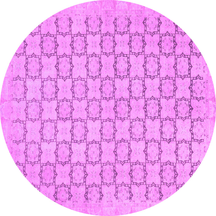 Round Abstract Purple Modern Rug, abs2734pur