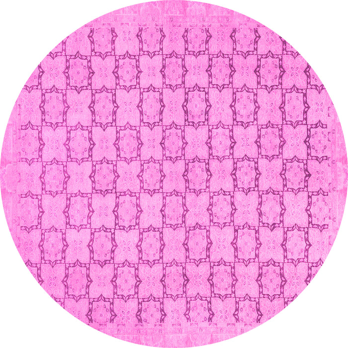 Round Abstract Pink Modern Rug, abs2734pnk
