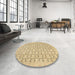 Round Abstract Metallic Gold Modern Rug in a Office, abs2734