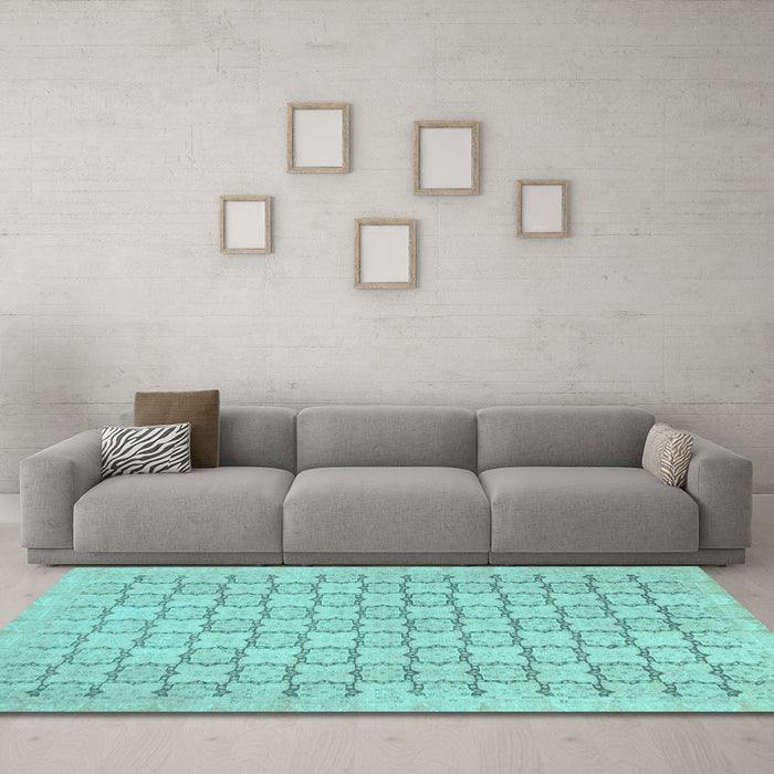 Machine Washable Abstract Light Blue Modern Rug in a Living Room, wshabs2734lblu