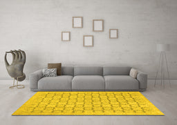 Machine Washable Abstract Yellow Modern Rug in a Living Room, wshabs2734yw