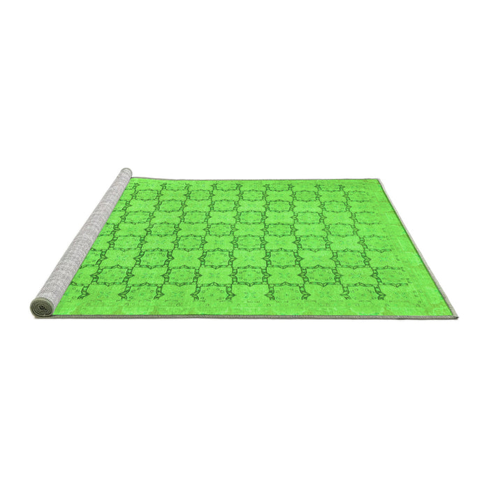 Sideview of Machine Washable Abstract Green Modern Area Rugs, wshabs2734grn